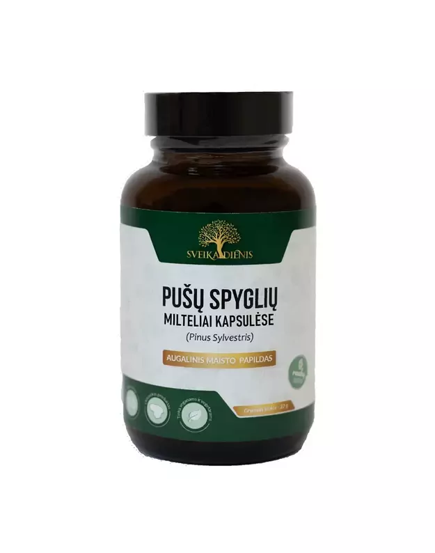 Pušų spyglių milteliai veganiškose kapsulėse, 60 vnt.