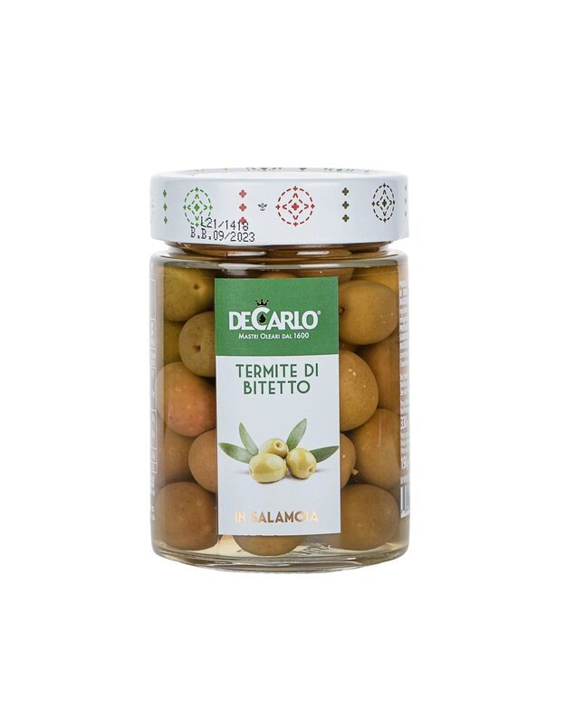 AZIENDA AGRICOLA DE CARLO S.A.S. Alyvuogės Bitetto su kauliukais 330 g / be skysčio 190 g